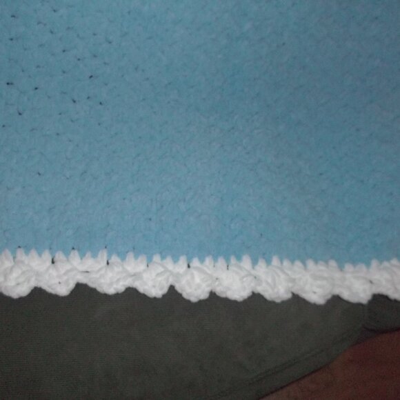 Heirloom Baby Blanket – Soft Blue & Cream » Loganberry Handmade CROCHET BABY BLANKET, BABY BLUE WITH WHITE EDGING.  HAND MADE NEW  26\